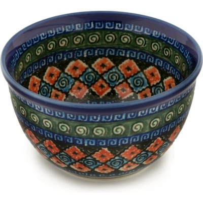 Polish Pottery Bowl 6&quot; Harlequin UNIKAT