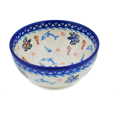 Polish Pottery Bowl 6&quot; Hawaiian Sea Turtle - Honu