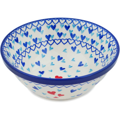 Polish Pottery Bowl 6&quot; Hearts Of Love