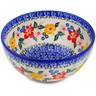 Polish Pottery Bowl 6&quot; Hibiscus Haven