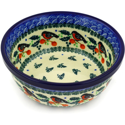 Polish Pottery Bowl 6&quot; Holly Robin