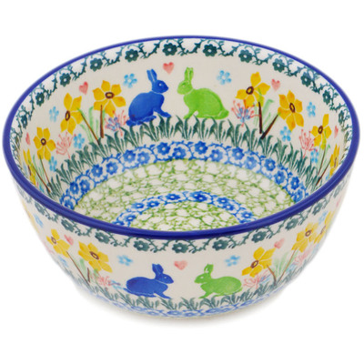 Polish Pottery Bowl 6&quot; Hopping In Love