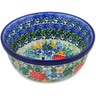 Polish Pottery Bowl 6&quot; Hummingbird Meadow UNIKAT