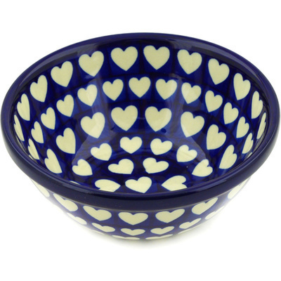 Polish Pottery Bowl 6&quot; Hypnotic Hearts