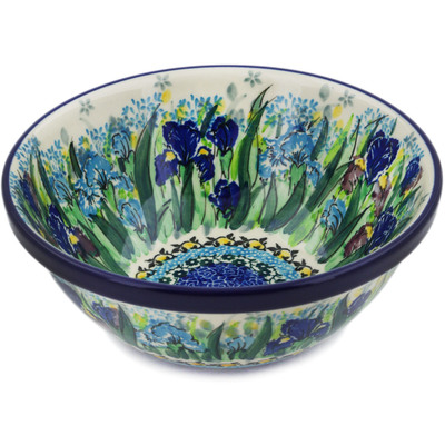 Polish Pottery Bowl 6&quot; Iris Field UNIKAT