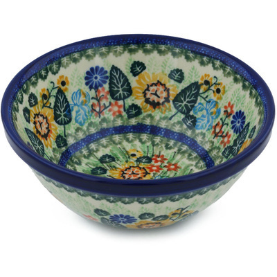 Polish Pottery Bowl 6&quot; Iris Spring UNIKAT