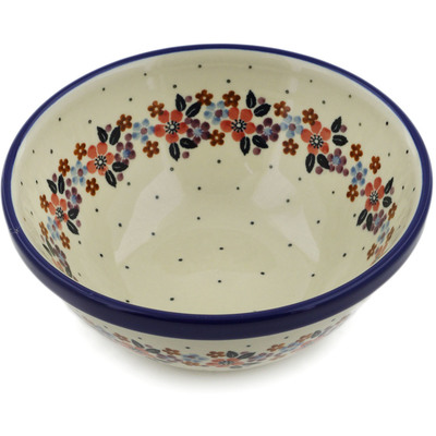 Polish Pottery Bowl 6&quot; Jewel Tones