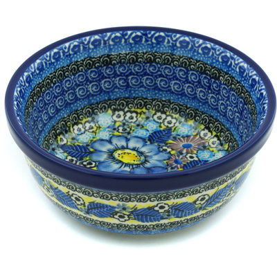 Polish Pottery Bowl 6&quot; Joyful Meadow UNIKAT
