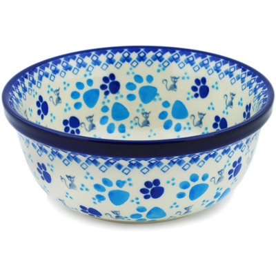 Polish Pottery Bowl 6" Kitty Paws