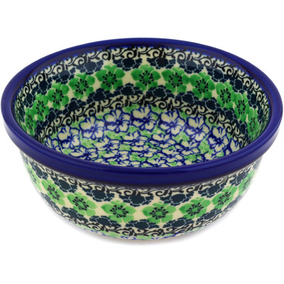 Polish Pottery Bowl 6&quot; Kiwi Flower