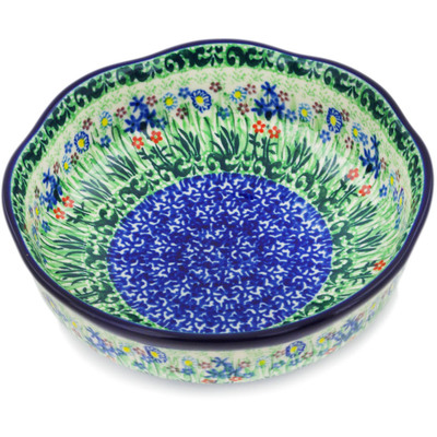 Polish Pottery Bowl 6&quot; Lakeside Blooms UNIKAT