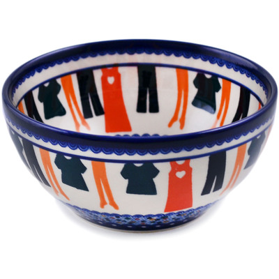 Polish Pottery Bowl 6&quot; Laundry Day UNIKAT