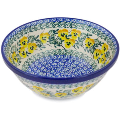Polish Pottery Bowl 6" Lemonade Pansy