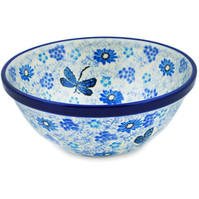 Polish Pottery Bowl 6&quot; Light Blue Misty Dragonfly