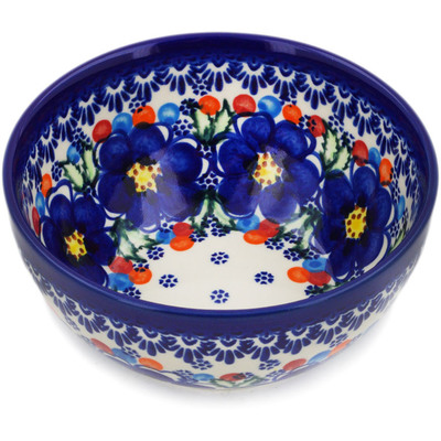 Polish Pottery Bowl 6&quot; Lightbug Garden UNIKAT