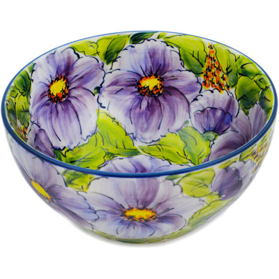 Polish Pottery Bowl 6&quot; Lilac Happiness