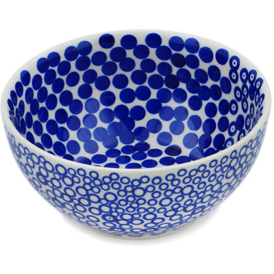Polish Pottery Bowl 6&quot; Lots O&#039; Dots UNIKAT