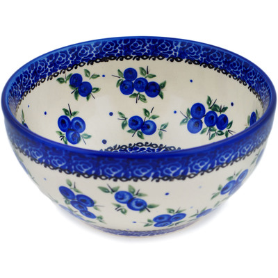 Polish Pottery Bowl 6&quot; Lovely Blueberries