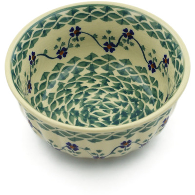 Polish Pottery Bowl 6&quot; Lucky Blue Clover