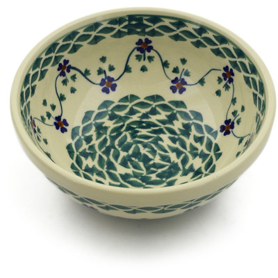 Polish Pottery Bowl 6&quot; Lucky Blue Clover
