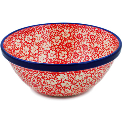 Polish Pottery Bowl 6&quot; Magical Red UNIKAT