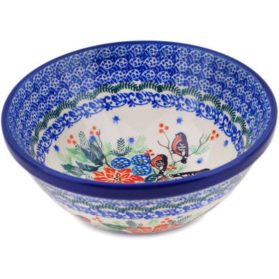 Polish Pottery Bowl 6&quot; Magnificent Birds UNIKAT