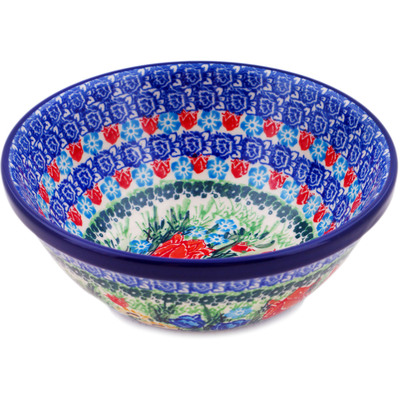 Polish Pottery Bowl 6&quot; Magnificent Bouquet UNIKAT