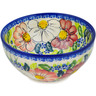 Polish Pottery Bowl 6&quot; Maroon Blossoms