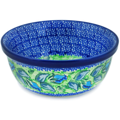 Polish Pottery Bowl 6&quot; Matisse Flowers Cobalt UNIKAT