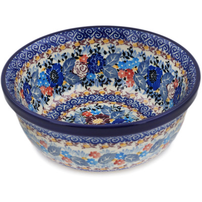 Polish Pottery Bowl 6&quot; Meadow Of Jewels UNIKAT