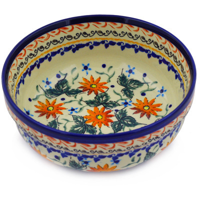 Polish Pottery Bowl 6&quot; Mexican Flame UNIKAT