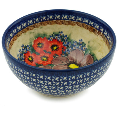 Polish Pottery Bowl 6&quot; Midnight Garden UNIKAT