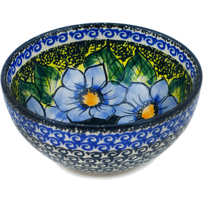 Polish Pottery Bowl 6&quot; Midnight Glow UNIKAT