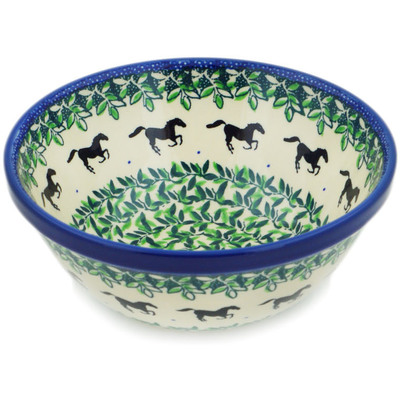 Polish Pottery Bowl 6&quot; Mustang Forest