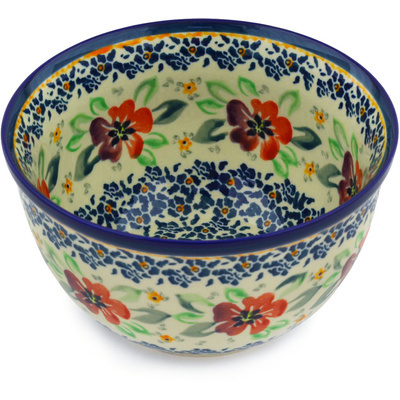 Polish Pottery Bowl 6&quot; Nightingale Flower