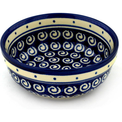 Polish Pottery Bowl 6&quot; Ocean Swirl