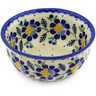 Polish Pottery Bowl 6&quot; Orange And Blue Flower