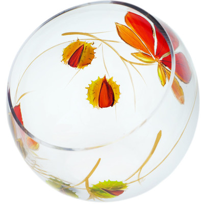 Glass Bowl 6&quot; Orange Fall Glass