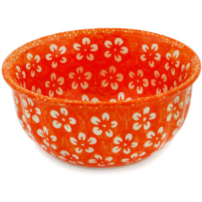 Polish Pottery Bowl 6&quot; Orange Sherbert UNIKAT