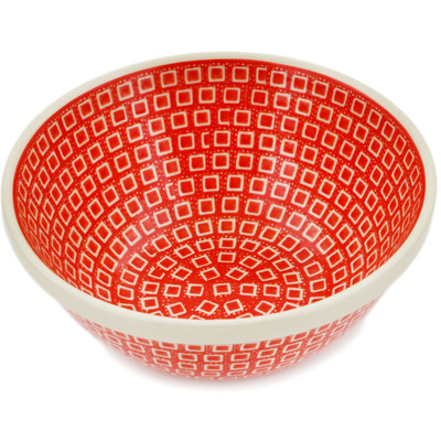 Polish Pottery Bowl 6&quot; Orange Shine