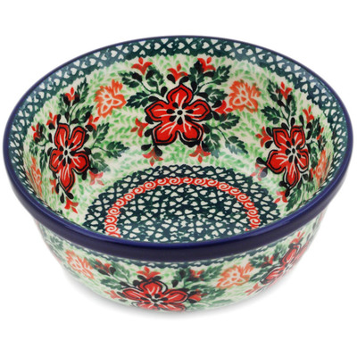 Polish Pottery Bowl 6&quot; Painting In The Garden UNIKAT