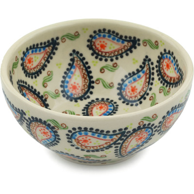 Polish Pottery Bowl 6&quot; Paisley