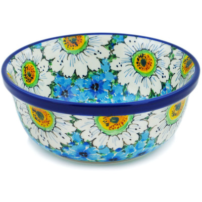 Polish Pottery Bowl 6&quot; Pansies And Daisies UNIKAT