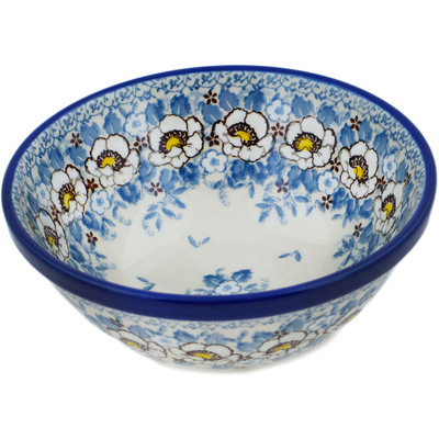 Polish Pottery Bowl 6&quot; Pansy Parade UNIKAT