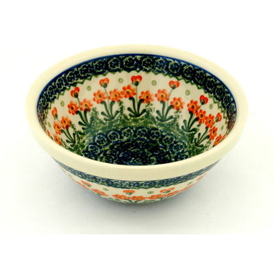 Polish Pottery Bowl 6&quot; Peach Spring Daisy