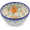 Polish Pottery Bowl 6&quot; Peach Tudor Rose