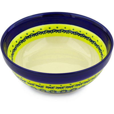 Polish Pottery Bowl 6&quot; Peacock Bumble Bee