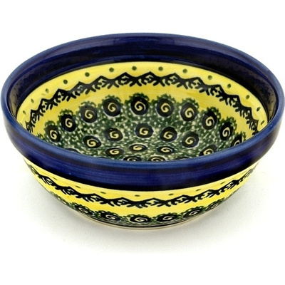 Polish Pottery Bowl 6" Peacock Bumble Bee