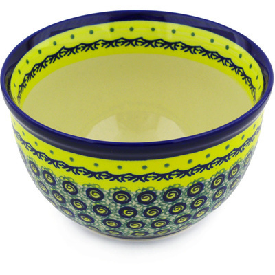 Polish Pottery Bowl 6" Peacock Bumble Bee