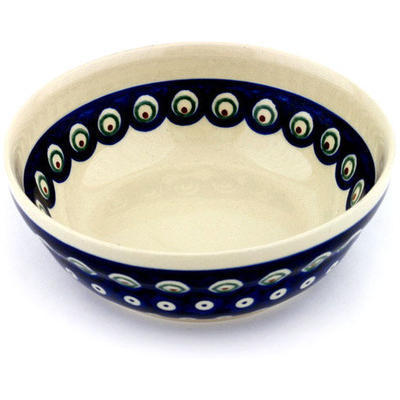 Polish Pottery Bowl 6&quot; Peacock Eyes